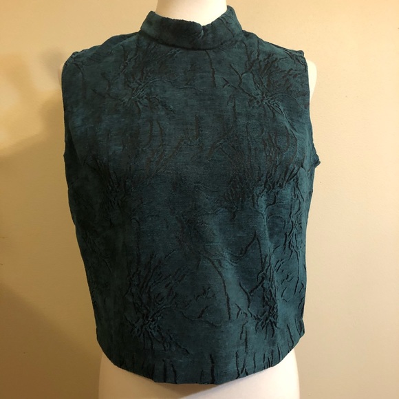 Mark. Chic Teal Sleeveless Mock Neck Crop Top - Picture 7 of 16